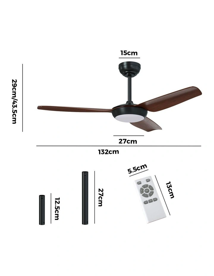 Vevare 132cm Ceiling Fan DC Motor With Light Remote Control 5 Speed Fans Walnut image 3