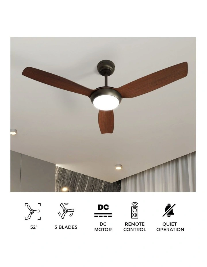Vevare 132cm Ceiling Fan DC Motor With Light Remote Control 5 Speed Fans Walnut image 5