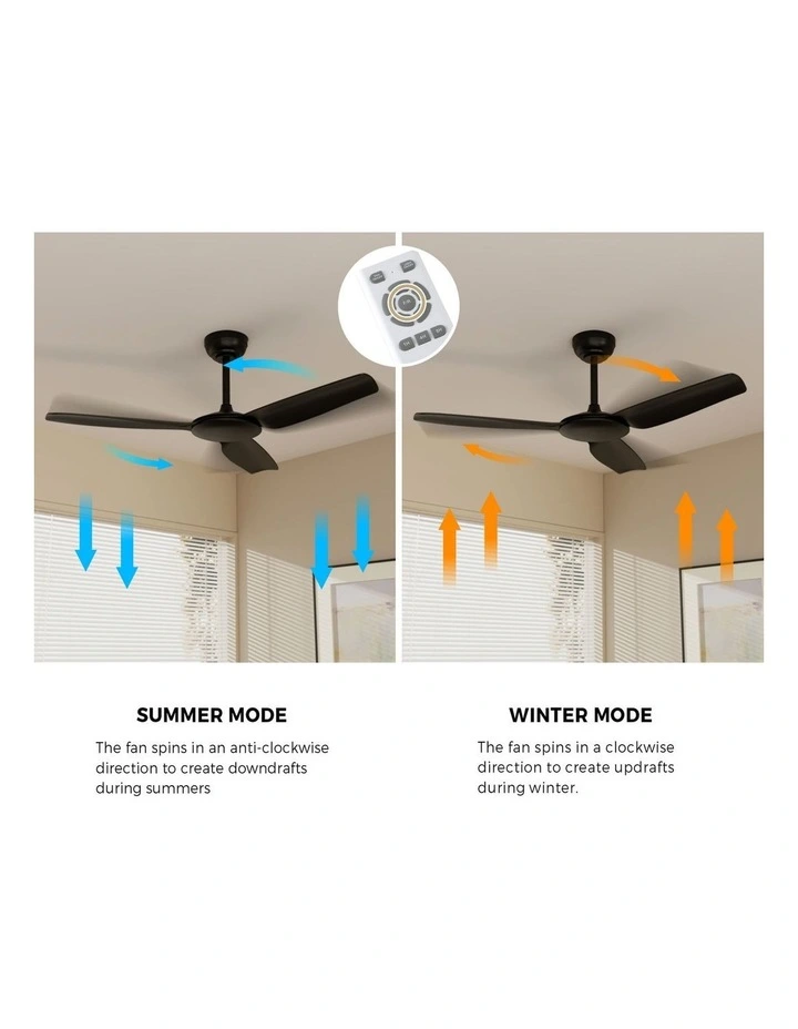 Vevare 132cm Ceiling Fan DC Motor 3 ABS Blades with Remote Control Timer Black image 6