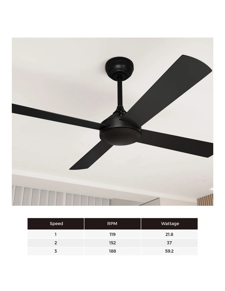 Vevare 132cm Ceiling Fan AC Motor with Remote Control Timer 4 Blades Fans Black image 6