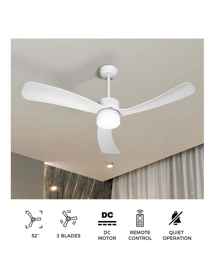 Vevare 132cm Ceiling Fan With LED Light DC Motor 5 Speed Fans Remote Control White image 5