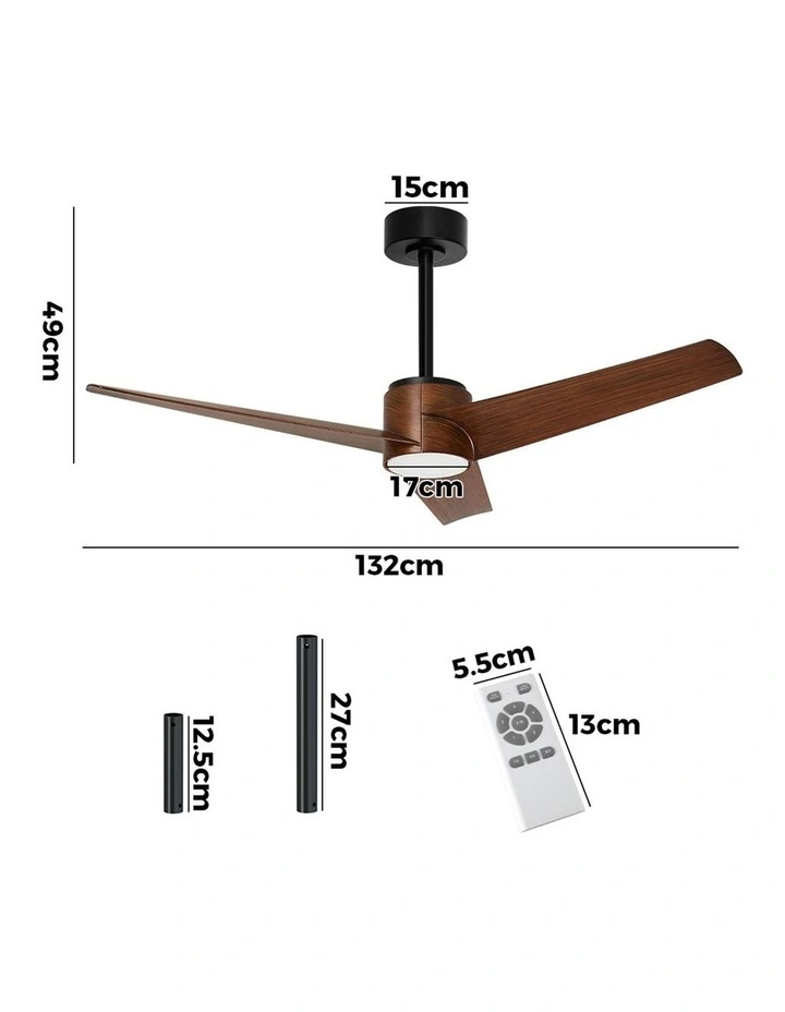 Vevare 132cm Ceiling Fan With Light DC Motor 5 Speed Remote Control Timer Walnut image 3