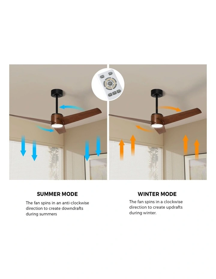 Vevare 132cm Ceiling Fan With Light DC Motor 5 Speed Remote Control Timer Walnut image 7