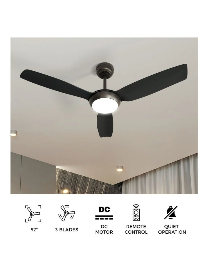 Vevare 132cm Ceiling Fan DC Motor With Light Remote Control 5 Speed Fans Black image 5