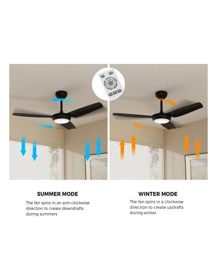 Vevare 132cm Ceiling Fan DC Motor With Light Remote Control 5 Speed Fans Black image 7