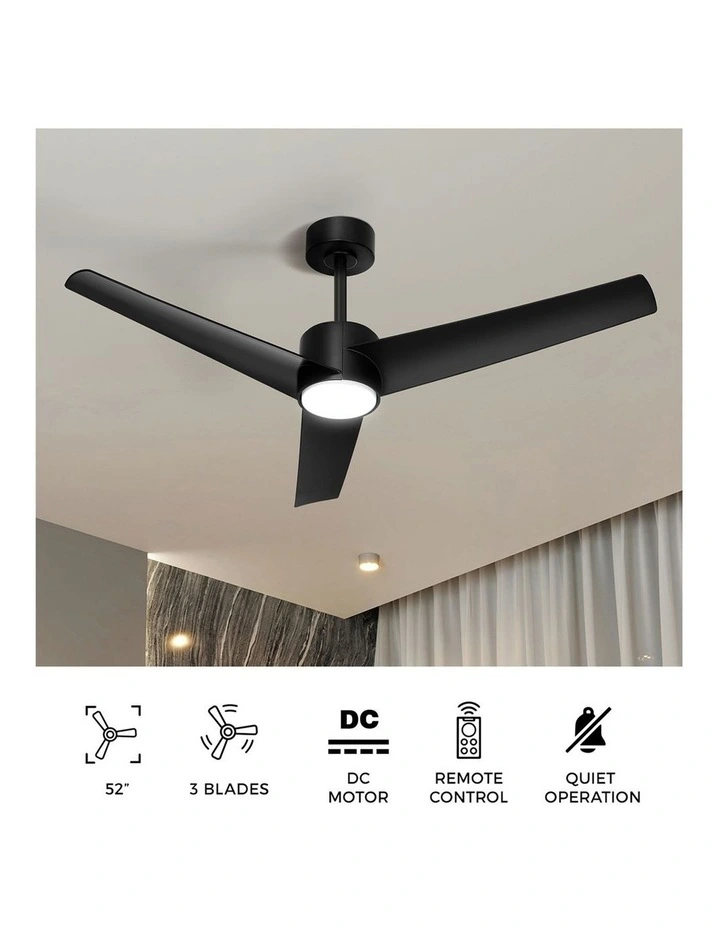 Vevare 132cm Ceiling Fan With Light DC Motor 5 Speed Remote Control Timer Black image 5