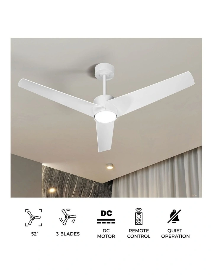 Vevare 132cm Ceiling Fan With Light DC Motor 5 Speed Remote Control Timer White image 5