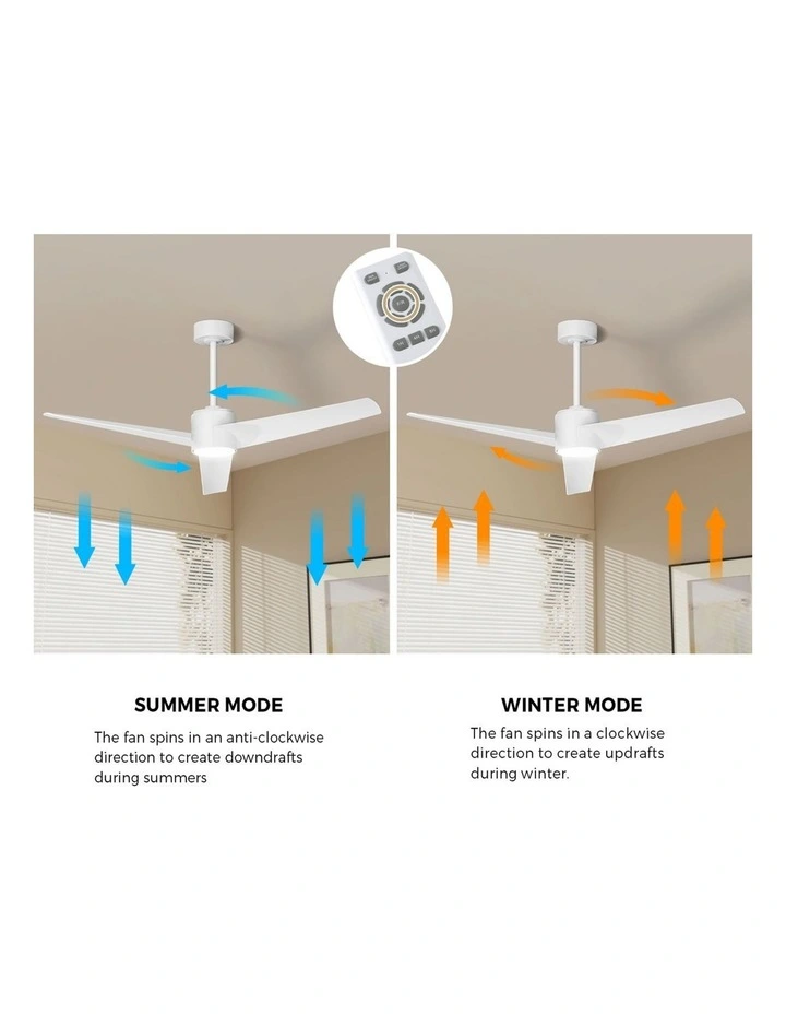 Vevare 132cm Ceiling Fan With Light DC Motor 5 Speed Remote Control Timer White image 7