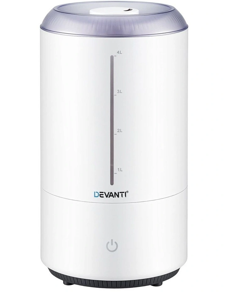 Devanti Ultrasonic Humidifier Aroma Diffuser Top Fill Quiet Bedroom 4L White image 1