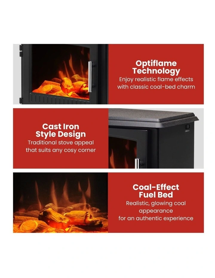 Dimplex 2kW Electric Fan Heater Bari Portable Stove Fireplace Style image 5