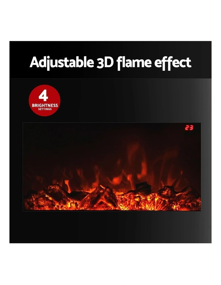 Devanti Electric Fireplace Fire Heater 2000W Black image 6