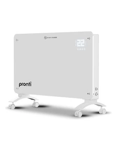Pronti Glass Panel Convection Heater with Remote Control LED Display White