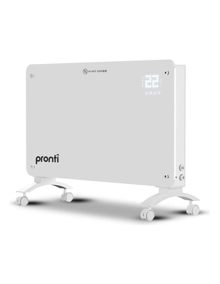 Pronti Glass Panel Convection Heater with Remote Control LED Display White image 1