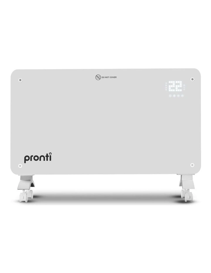 Pronti Glass Panel Convection Heater with Remote Control LED Display White image 2