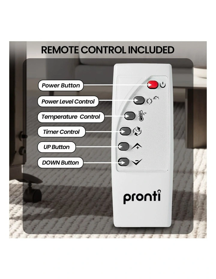 Pronti Glass Panel Convection Heater with Remote Control LED Display White image 7