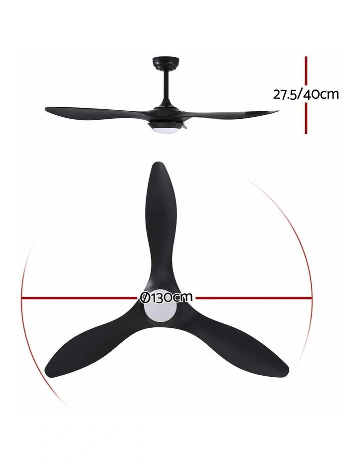 Devanti 52'' Ceiling Fan DC Motor w/Light w/Remote - Black image 2