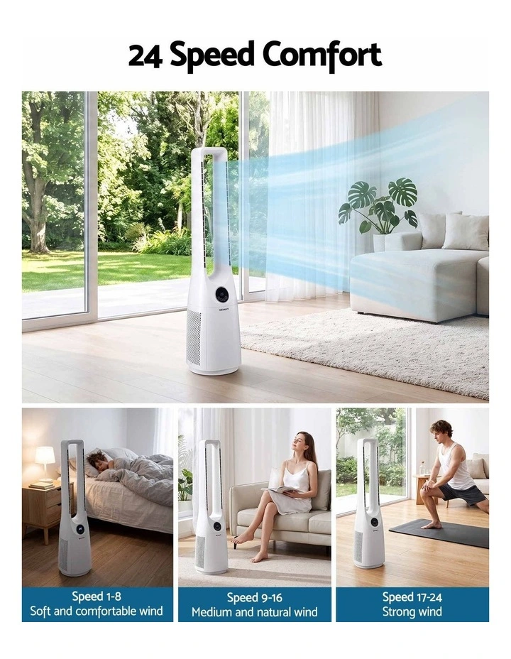 Devanti Bladeless Tower Fan 100cm 2-in-1 Cooling Airflow Purifying Remote image 4