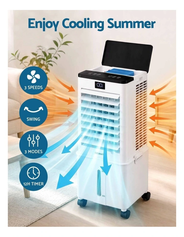 Devanti 8L 3-in-1 Evaporative Air Cooler 4 Ice Packs Remote Control 3 Speed image 4