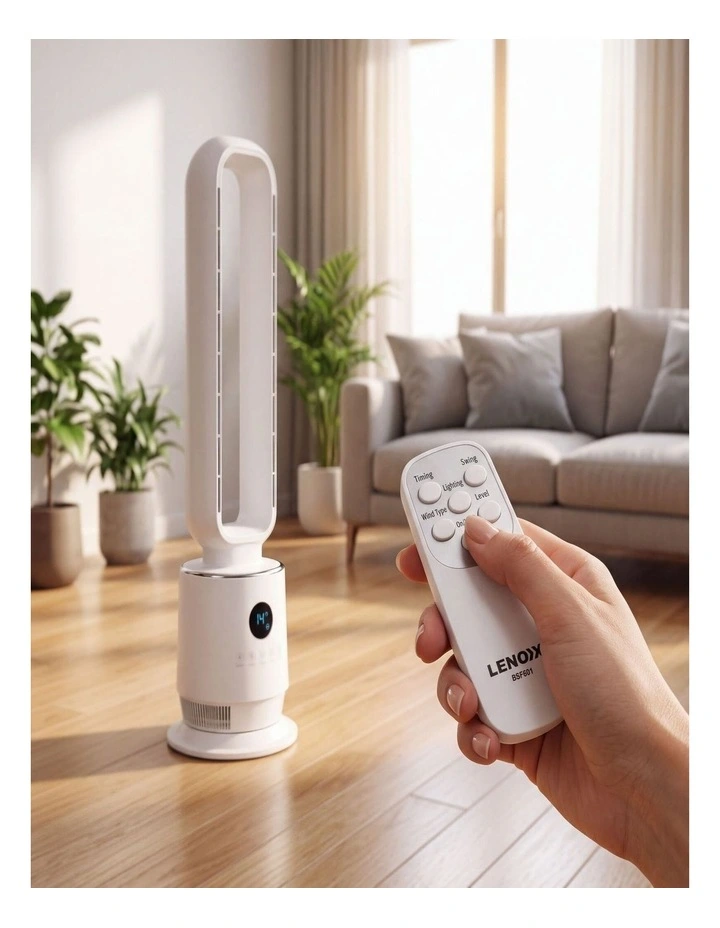 Electric Bladeless Fan with 3 Speed Settings, Timer and Remote Control image 2