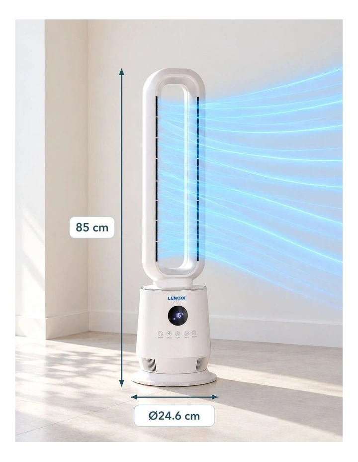 Electric Bladeless Fan with 3 Speed Settings, Timer and Remote Control image 3