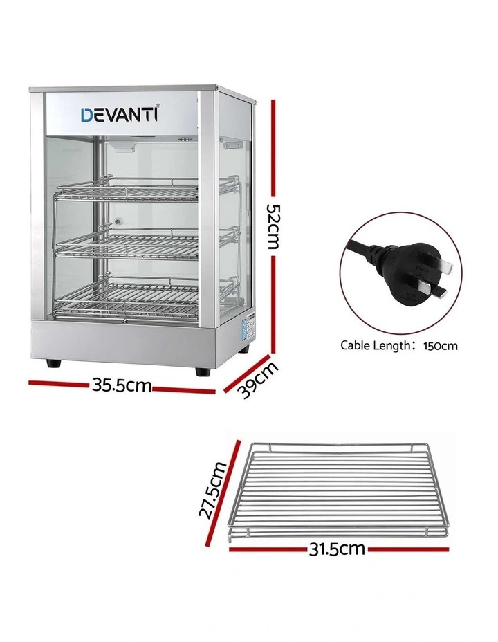 Devanti Commercial Food Warmer 850W 3 Shelf Heated Display Cabinet image 2