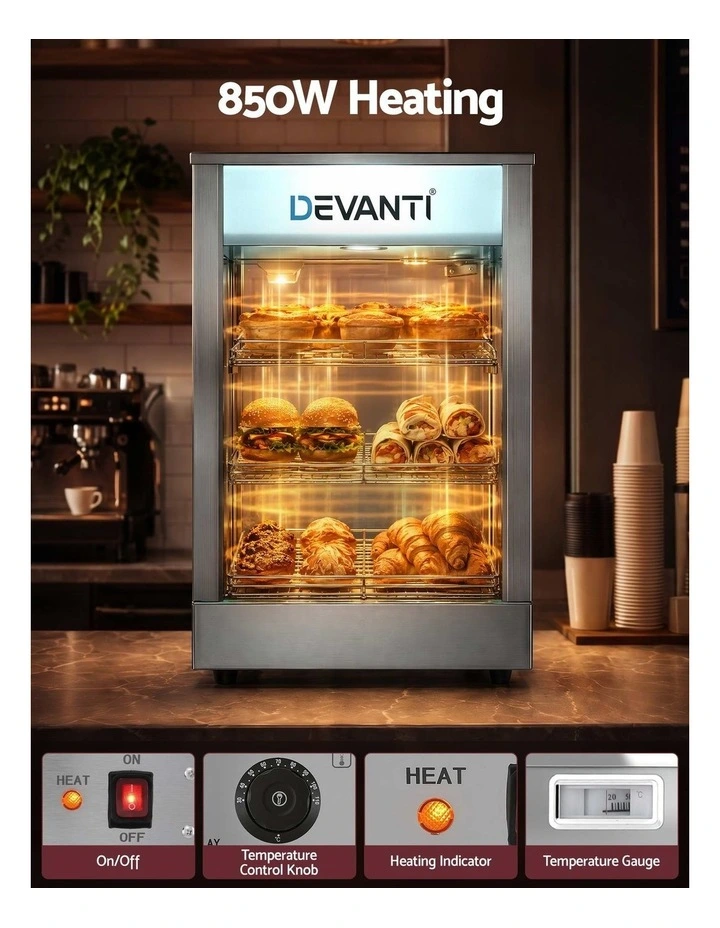 Devanti Commercial Food Warmer 850W 3 Shelf Heated Display Cabinet image 5