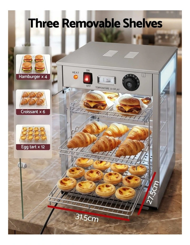 Devanti Commercial Food Warmer 850W 3 Shelf Heated Display Cabinet image 6