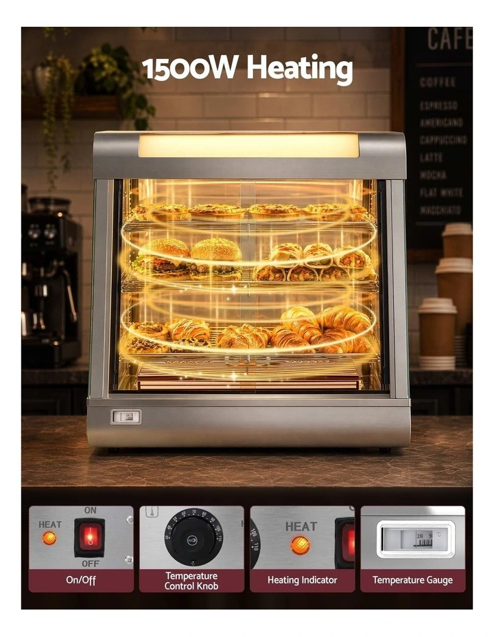 Devanti Commercial Food Warmer 1500W 3 Shelf Heated Display Cabinet image 4