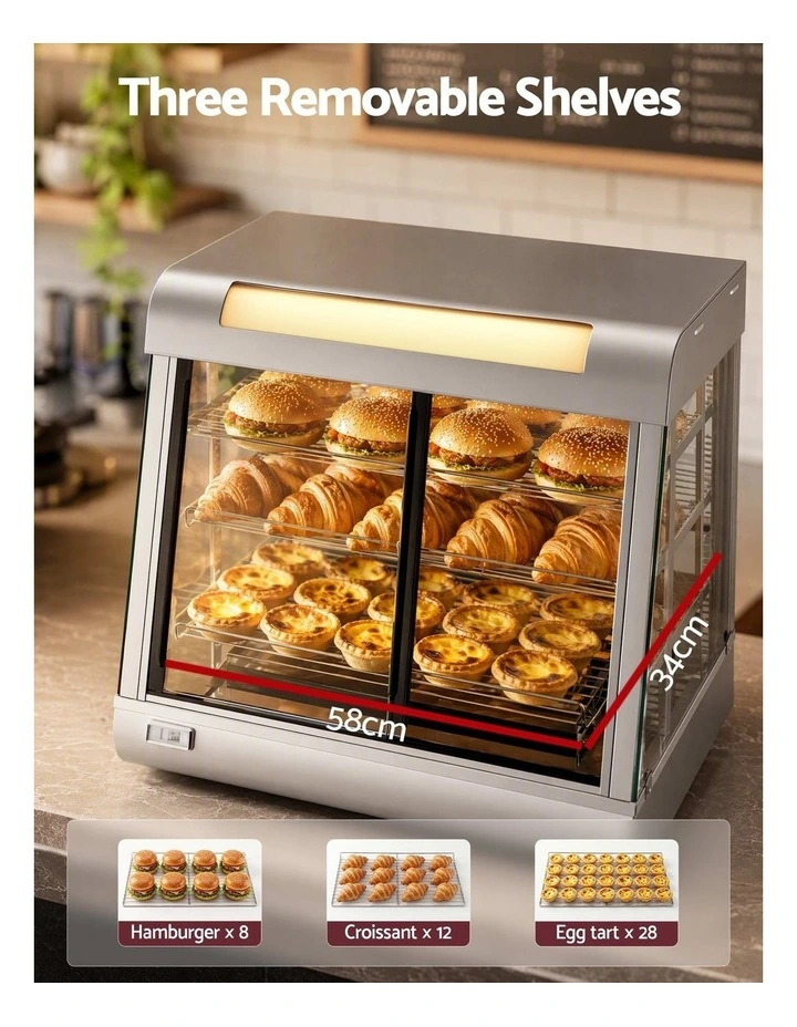 Devanti Commercial Food Warmer 1500W 3 Shelf Heated Display Cabinet image 5
