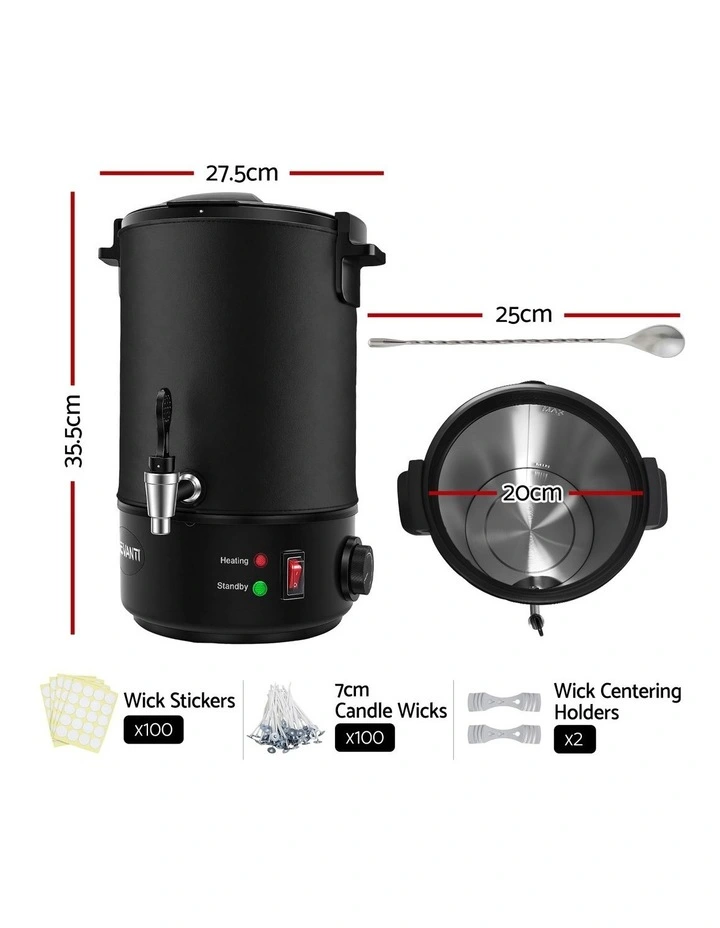 Devanti 6L Wax Melter Candle Making 1520W Melting Pot Furnace Quick Pour Spout Soy Soap image 2