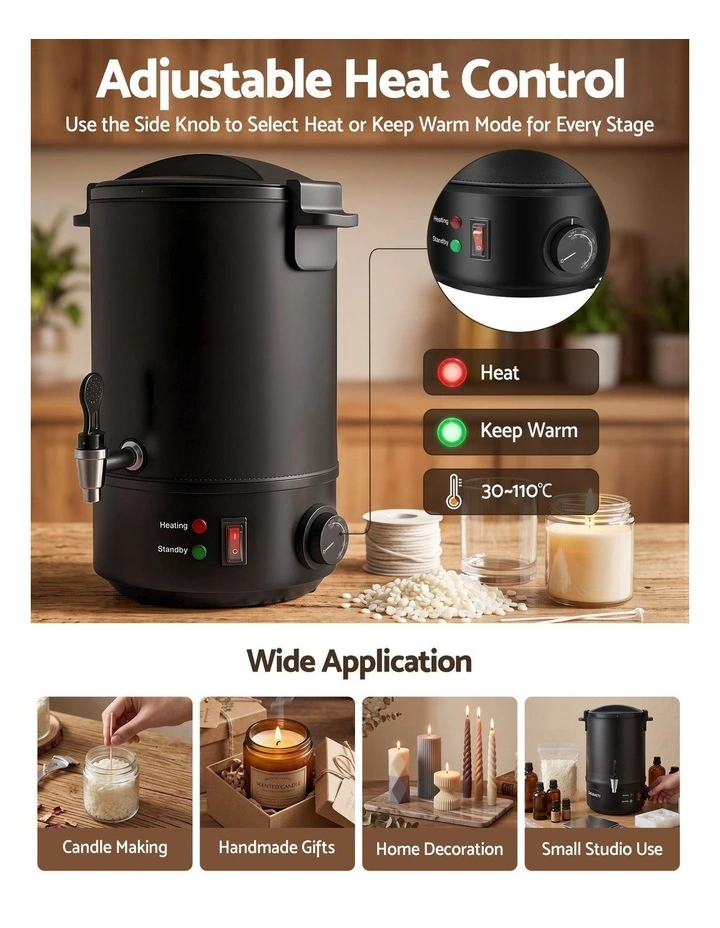 Devanti 6L Wax Melter Candle Making 1520W Melting Pot Furnace Quick Pour Spout Soy Soap image 5