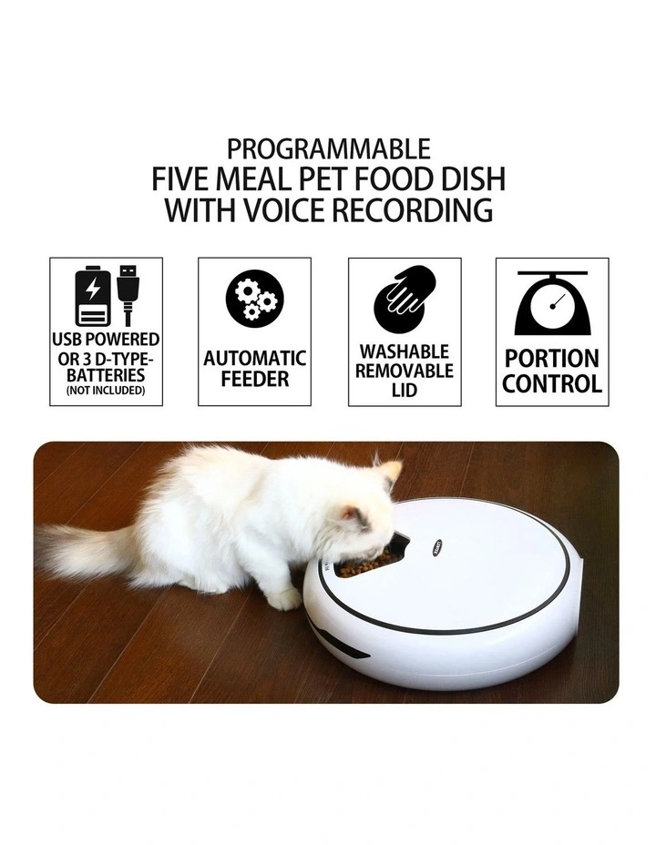 Programmable 5-Meal Pet Feeder in White image 3