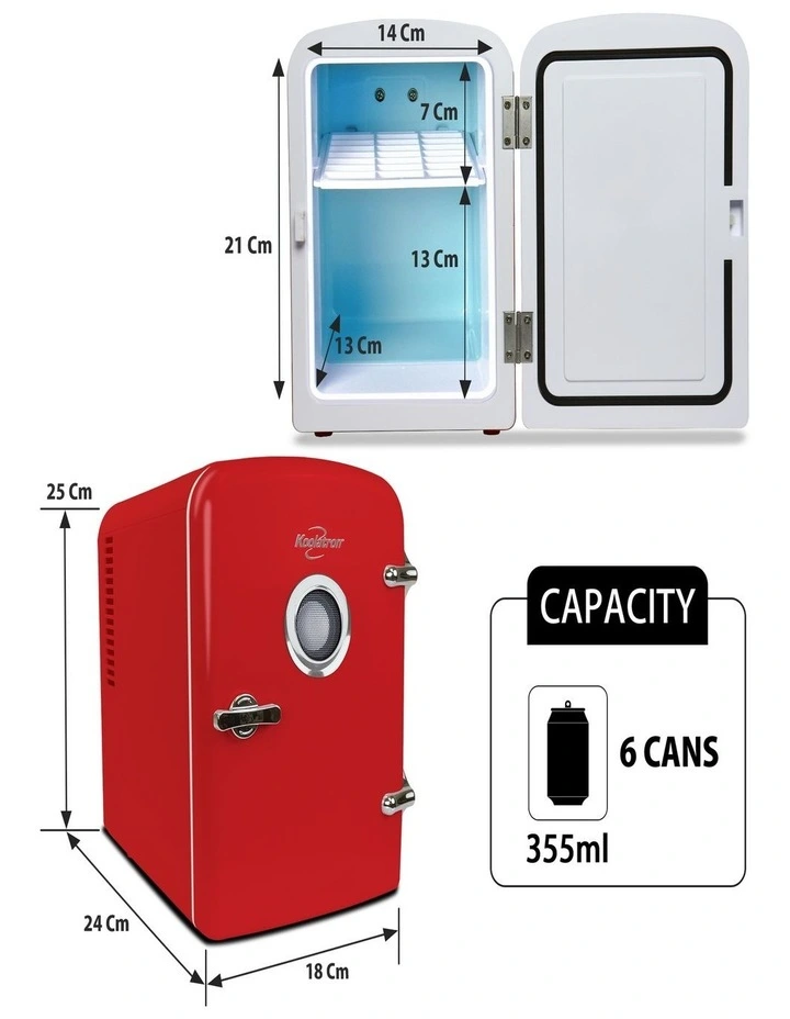 Retro Mini Fridge With Bluetooth Speaker 4L image 5