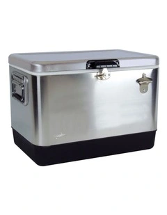 Stainless Steel Ice Chest Cool Box 51L in Grey