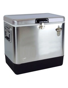 Stainless Steel Ice Chest Cool Box 51L in Grey