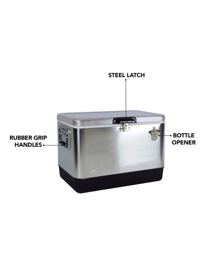 Stainless Steel Ice Chest Cool Box 51L in Grey image 6