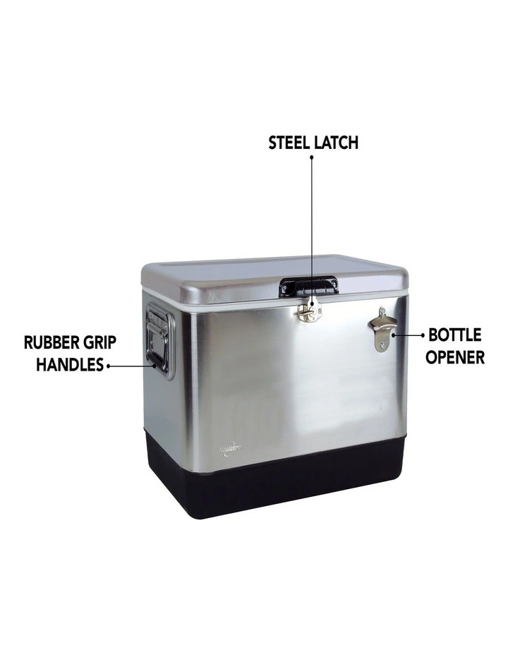 Stainless Steel Ice Chest Cool Box 51L in Grey image 6