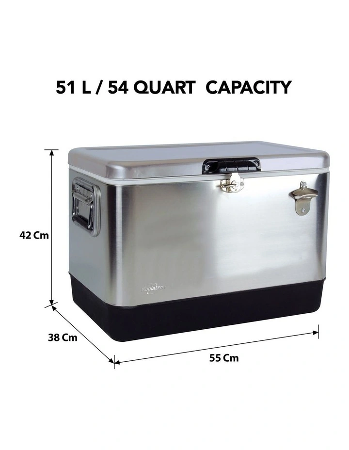 Stainless Steel Ice Chest Cool Box 51L in Grey image 7