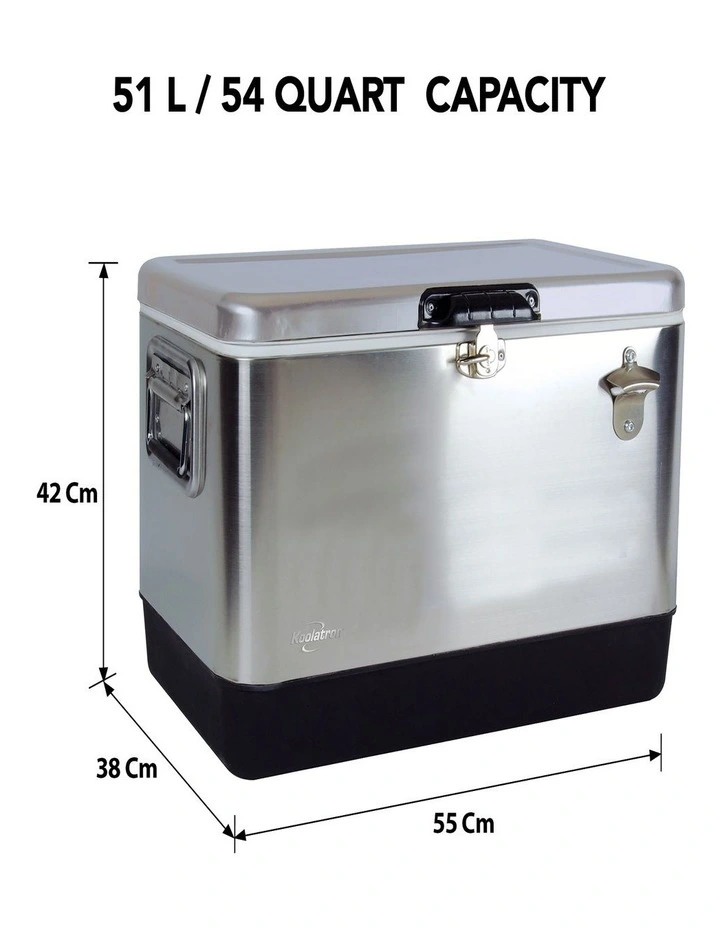 Stainless Steel Ice Chest Cool Box 51L in Grey image 7