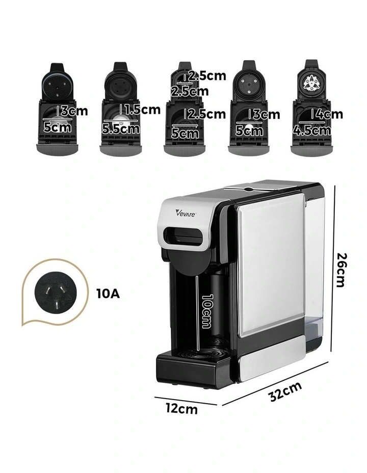 Vevare 5 in 1 Capsule Coffee Machine 19Bar Nespresso Dolce-Gusto Pod K-Cup Maker image 3