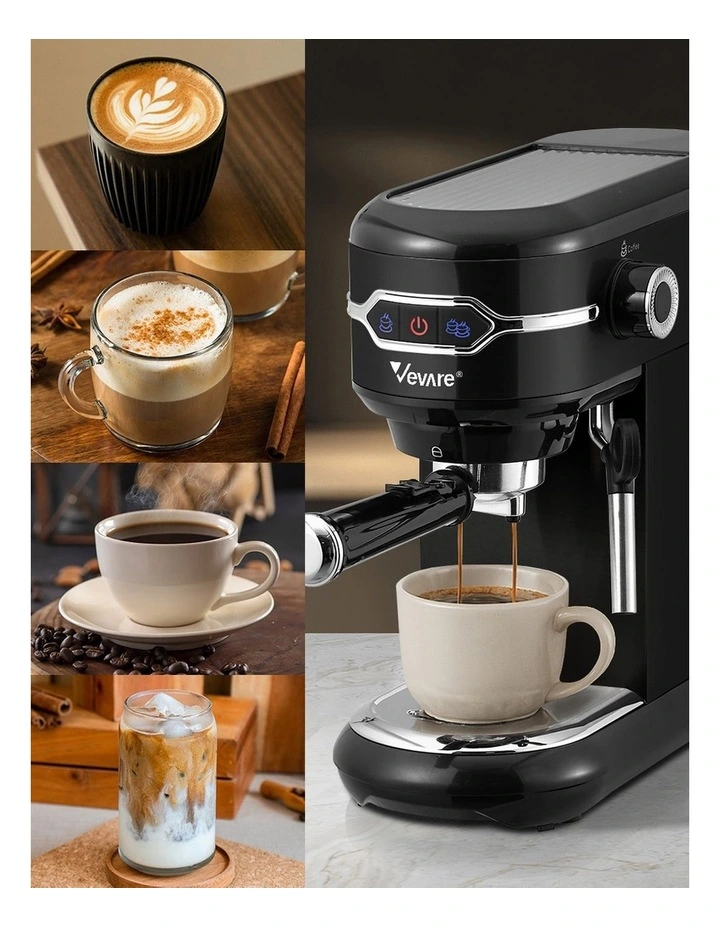 Vevare Espresso Coffee Machine Latter Cappuccino Maker 19 Bar Milk Frother Black image 5