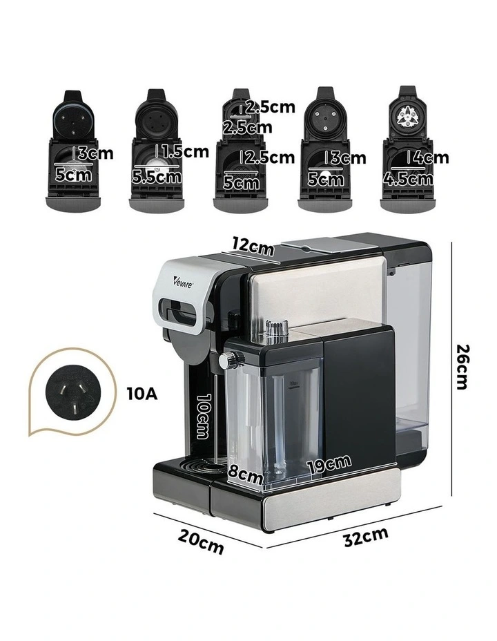 Vevare 5in1 Capsule Coffee Machine Milk Frother Nespresso Dolce-Gusto Pod Maker image 3