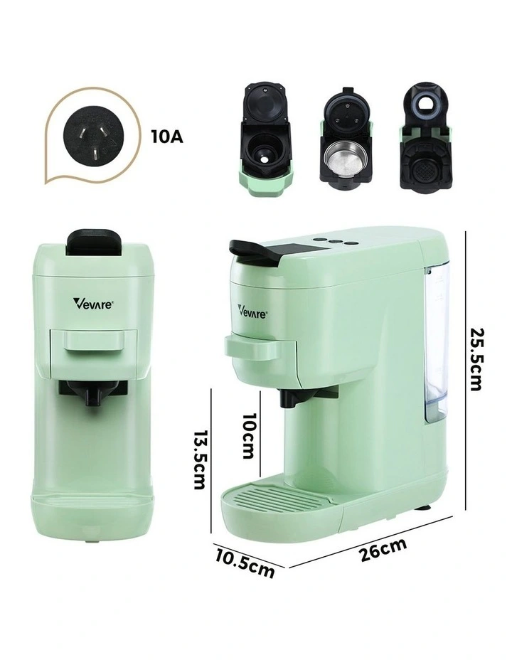 Vevare Capsule Coffee Machine 19 Bars 3in1 Nespresso/Dolce-Gusto Maker Mint image 3