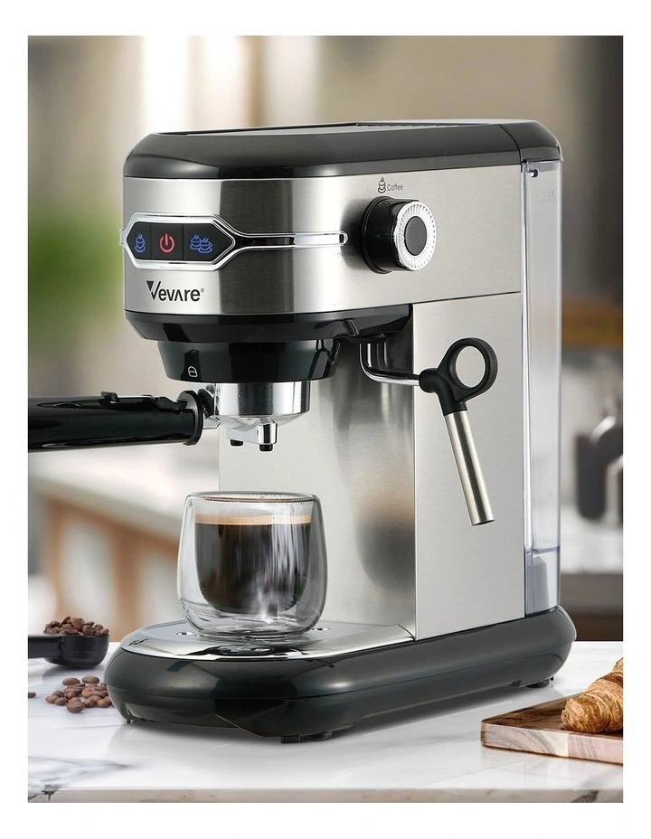 Vevare Espresso Coffee Machine Latter Cappuccino Maker 19 Bar Milk Frother Inox image 4