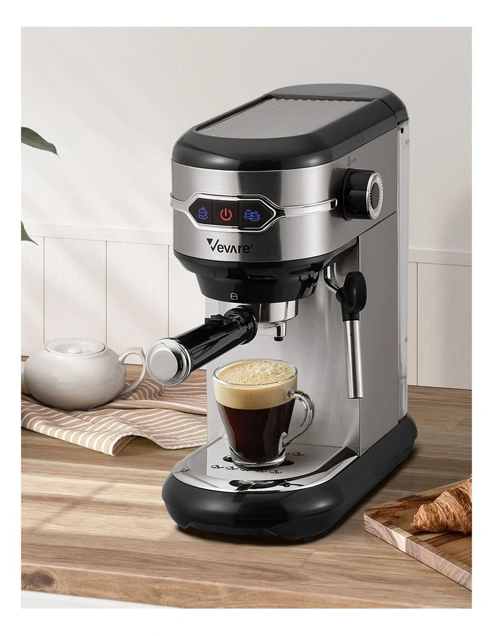 Vevare Espresso Coffee Machine Latter Cappuccino Maker 19 Bar Milk Frother Inox image 7