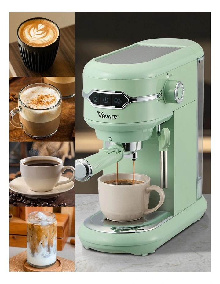 Vevare Espresso Coffee Machine Latter Cappuccino Maker 19 Bar Milk Frother Mint image 5