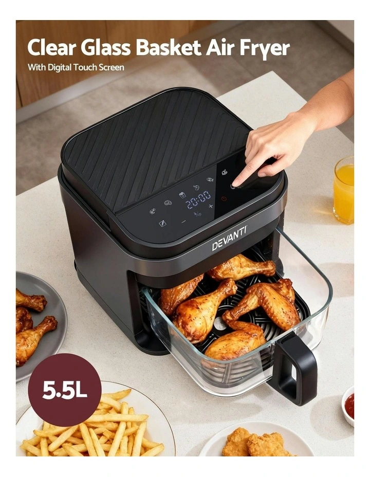 Air Fryer Touch Control Electric Cooker 1200W 5.5L in Black image 6
