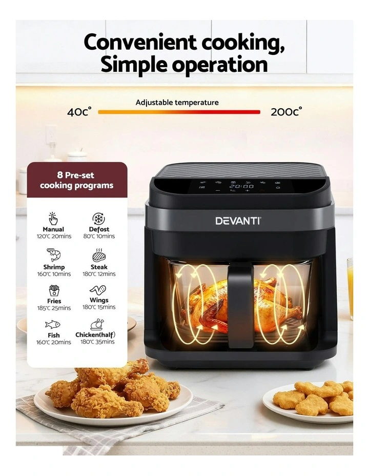 Air Fryer Touch Control Electric Cooker 1200W 5.5L in Black image 7