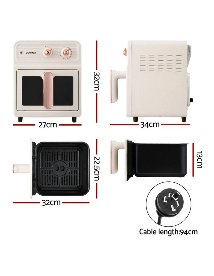 Knob Control Air Fryer 1700W 6L in Cream image 2