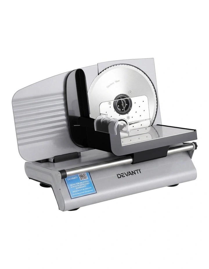 Devanti 200W Electric Meat Slicer 0-15mm Adjustable Stainless Steel Blade Silver image 1